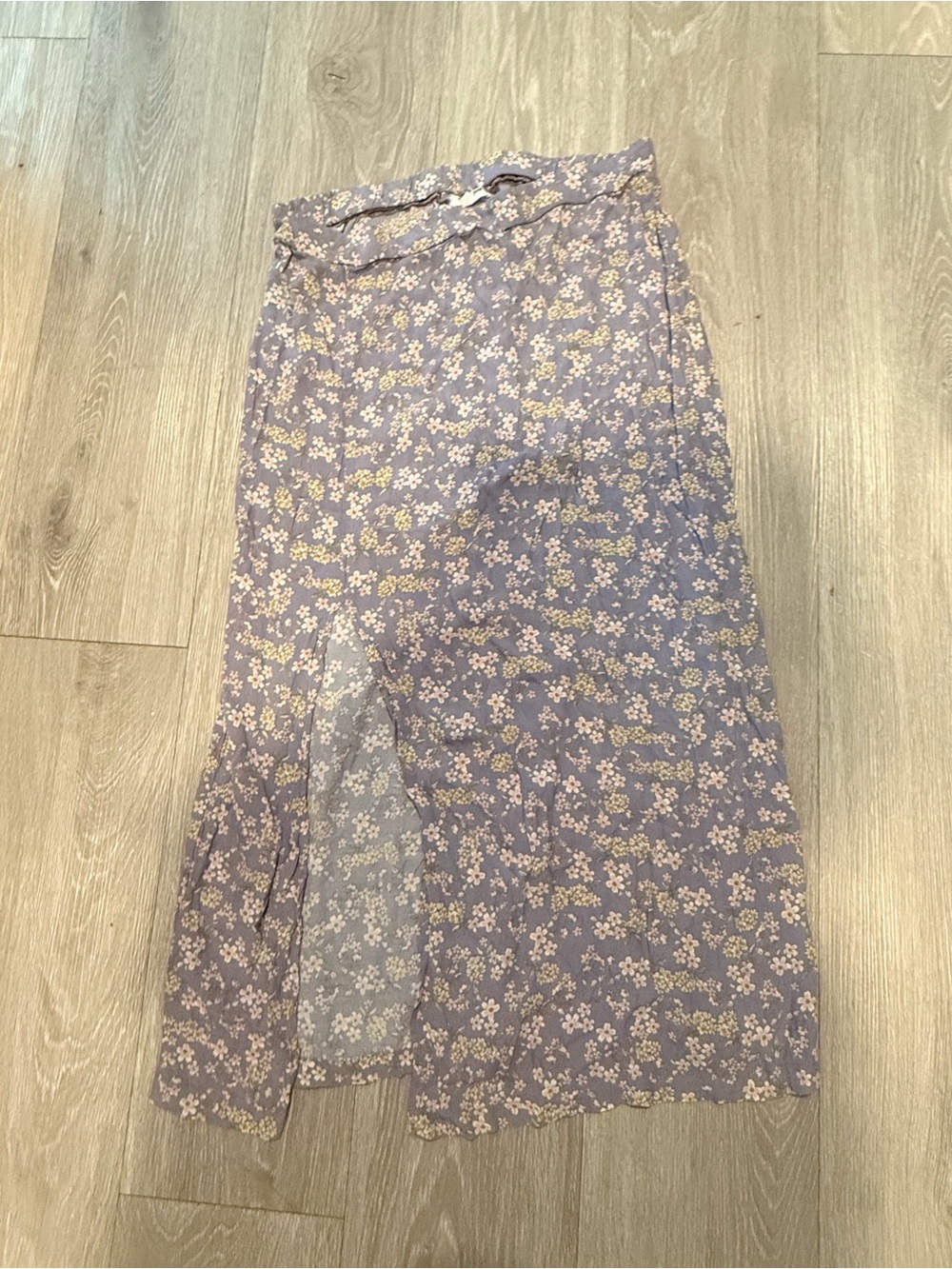 Floral Lavender Midi Skirt with Side Slit